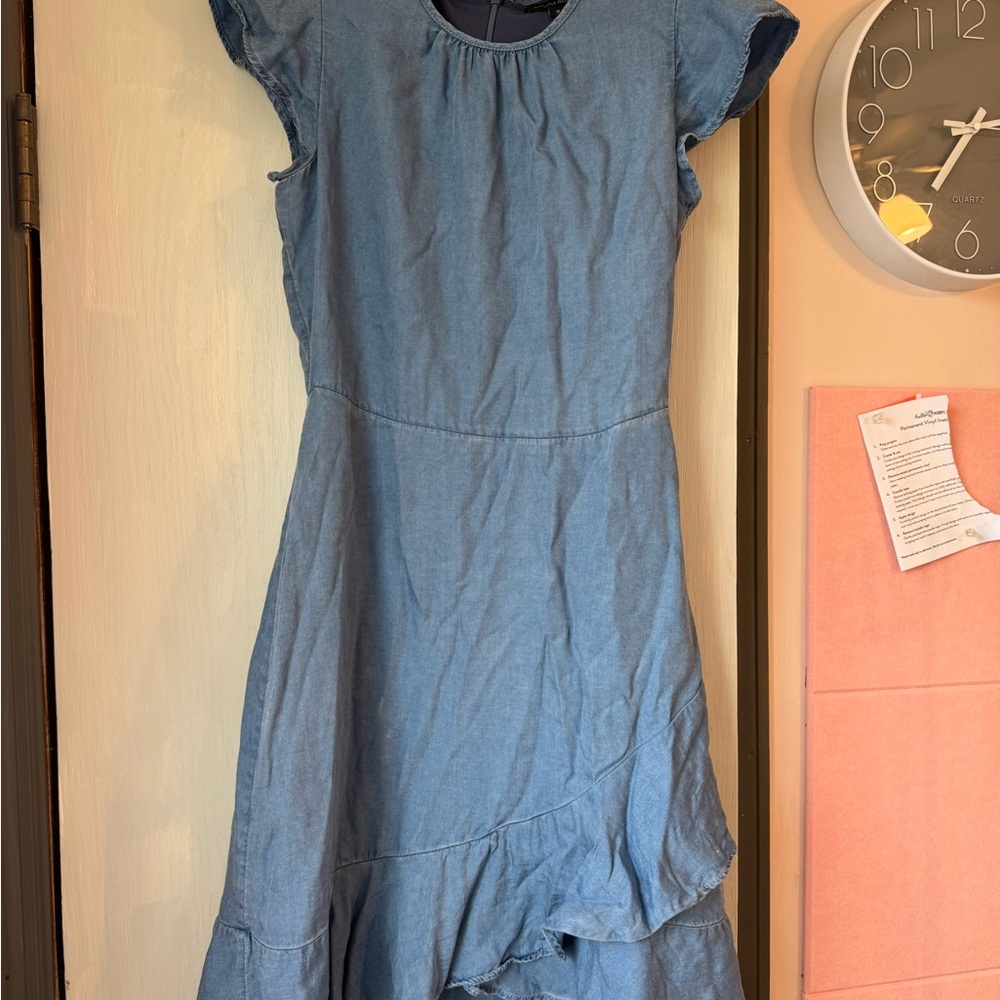 Banana Republic chambray Light Blue Denim Dress - Casual Ruffle Hem